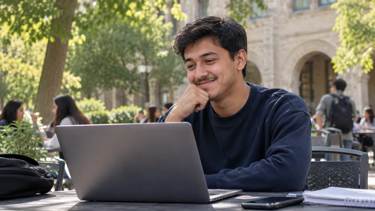 Students taking a happy study break outdoors